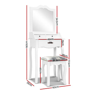 Ashley Rose Dressing Table Stool Mirror Jewellery Cabinet 3 Drawers Chair Organizer - Ashley Rose