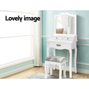 Ashley Rose Dressing Table Stool Mirror Jewellery Cabinet 3 Drawers Chair Organizer - Ashley Rose