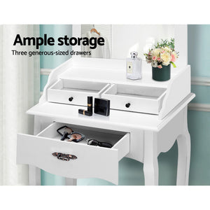 Ashley Rose Dressing Table Stool Mirror Jewellery Cabinet 3 Drawers Chair Organizer - Ashley Rose