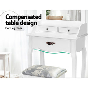 Ashley Rose Dressing Table Stool Mirror Jewellery Cabinet 3 Drawers Chair Organizer - Ashley Rose
