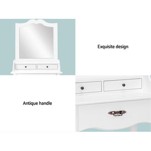 Ashley Rose Dressing Table Stool Mirror Jewellery Cabinet 3 Drawers Chair Organizer - Ashley Rose