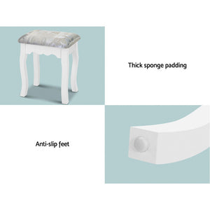 Ashley Rose Dressing Table Stool Mirror Jewellery Cabinet 3 Drawers Chair Organizer - Ashley Rose