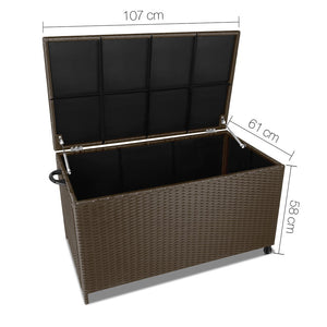 Ashley Rose 320L Outdoor Wicker Storage Box - Brown - Ashley Rose