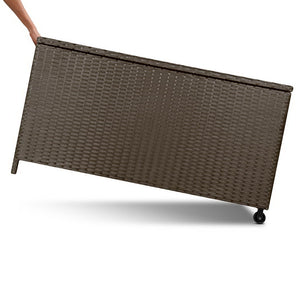 Ashley Rose 320L Outdoor Wicker Storage Box - Brown - Ashley Rose