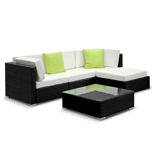 Ashley Rose 5PC Outdoor Furniture Sofa Set Wicker Garden Patio Pool Lounge - Ashley Rose