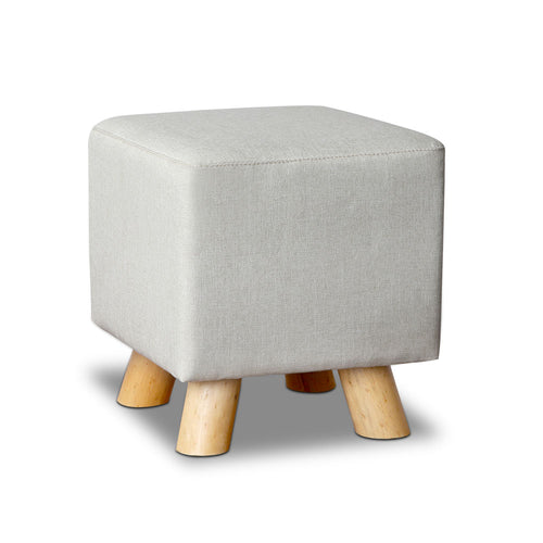 Ashley Rose Fabric Square Foot Stool - Beige - Ashley Rose