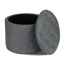 Load image into Gallery viewer, Ashley Rose Fabric Round Storage Ottoman - Grey - Ashley Rose