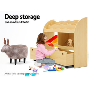 Ashley Rose Kids Bookshelf Toy Bin Storage Box Children Organizer Bookcase 3 Tiers 2 Drawers - Ashley Rose