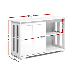 Ashles Rose Buffet Sideboard Cabinet White Doors Storage Shelf Cupboard Hallway Table White - Ashley Rose