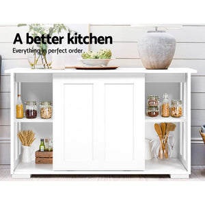 Ashles Rose Buffet Sideboard Cabinet White Doors Storage Shelf Cupboard Hallway Table White - Ashley Rose