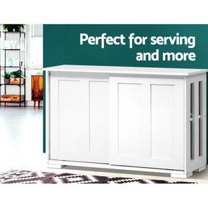 Ashles Rose Buffet Sideboard Cabinet White Doors Storage Shelf Cupboard Hallway Table White - Ashley Rose