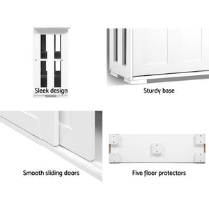 Ashles Rose Buffet Sideboard Cabinet White Doors Storage Shelf Cupboard Hallway Table White - Ashley Rose