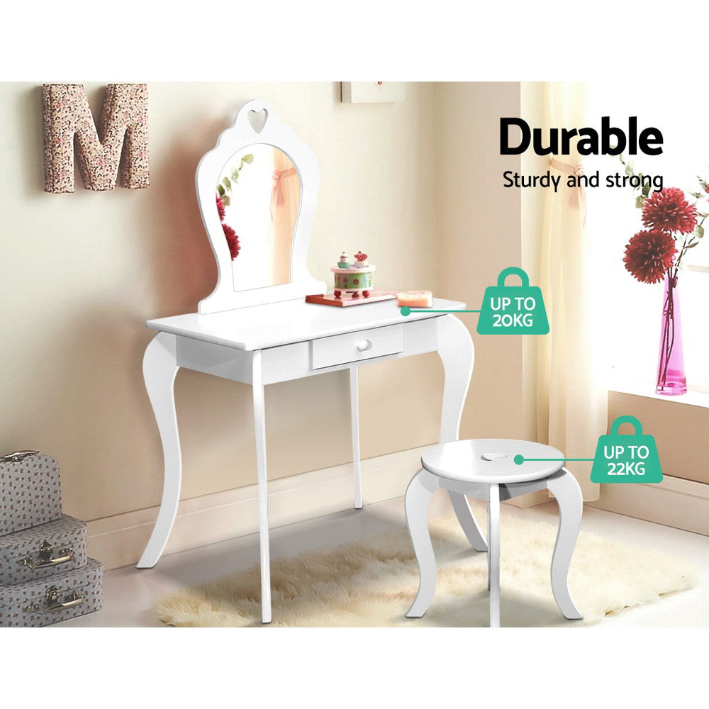Ashley Rose Kids Vanity Dressing Table Stool Set Mirror Drawer Childre
