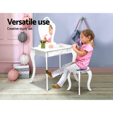 Load image into Gallery viewer, Ashley Rose Kids Vanity Dressing Table Stool Set Mirror Drawer Children Makeup White - Ashley Rose