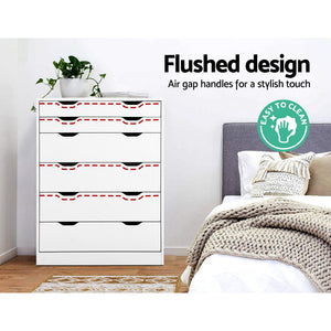 Ashley Rose 6 Chest of Drawers Tallboy Cabinet Storage Dresser Table Bedroom Storage - Ashley Rose