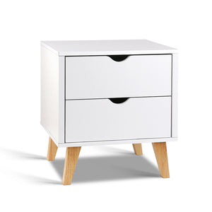 Ashley Rose 2 Drawer Wooden Bedside Tables - White - Ashley Rose
