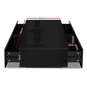 Ashley Rose Modern Coffee Table 4 Storage Drawers High Gloss Living Room Furniture Black - Ashley Rose