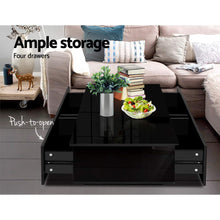 Load image into Gallery viewer, Ashley Rose Modern Coffee Table 4 Storage Drawers High Gloss Living Room Furniture Black - Ashley Rose