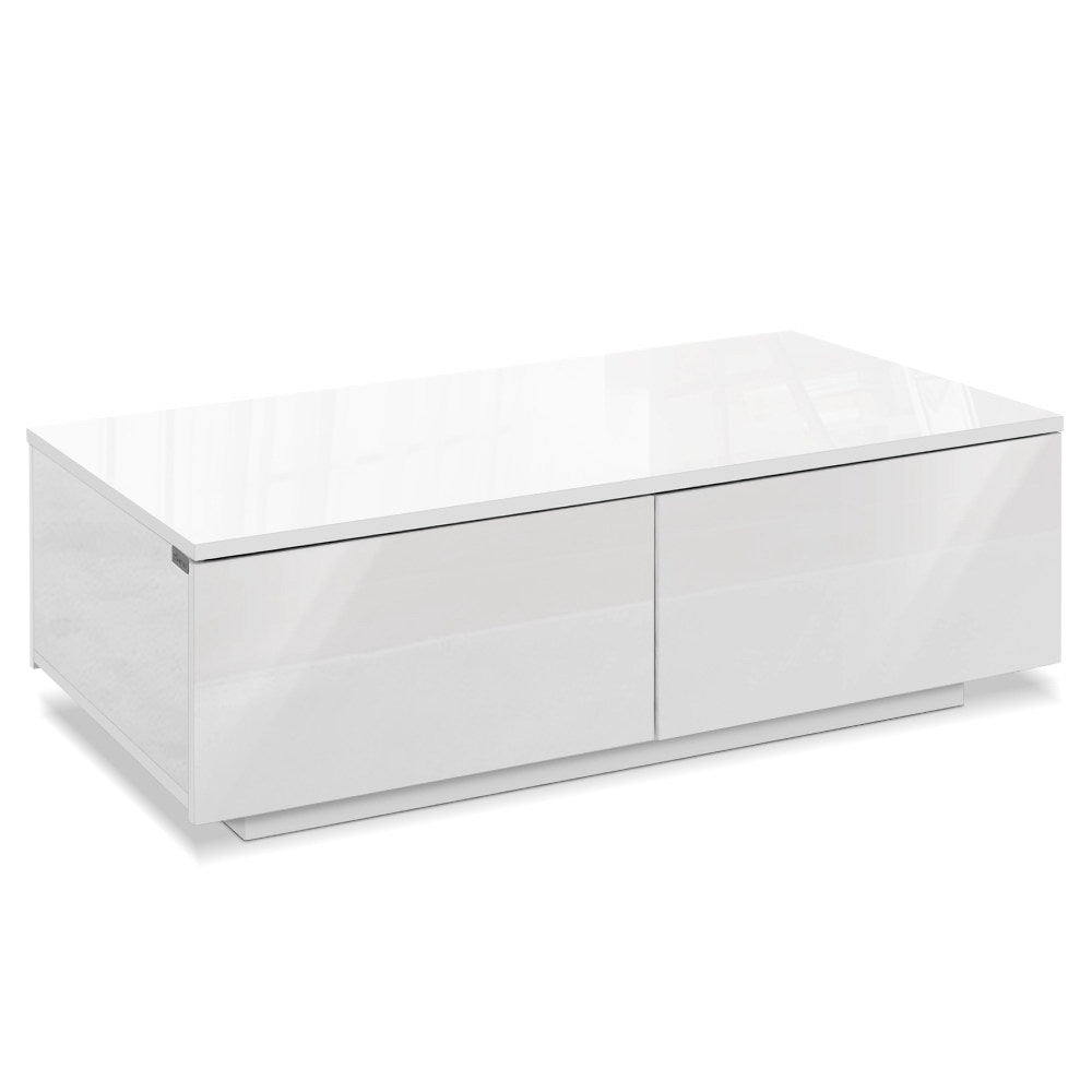 Ashley Rose Modern Coffee Table 4 Storage Drawers High Gloss Living Room Furniture White - Ashley Rose