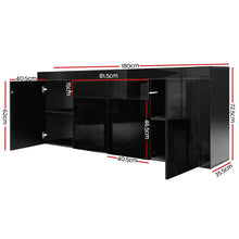 Load image into Gallery viewer, Ashles Rose Sideboard Buffet High Gloss Storage Cabinet 4 Doors Cupboard Hall Black - Ashley Rose