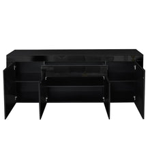 Load image into Gallery viewer, Ashles Rose Sideboard Buffet High Gloss Storage Cabinet 4 Doors Cupboard Hall Black - Ashley Rose