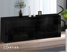 Load image into Gallery viewer, Ashles Rose Sideboard Buffet High Gloss Storage Cabinet 4 Doors Cupboard Hall Black - Ashley Rose