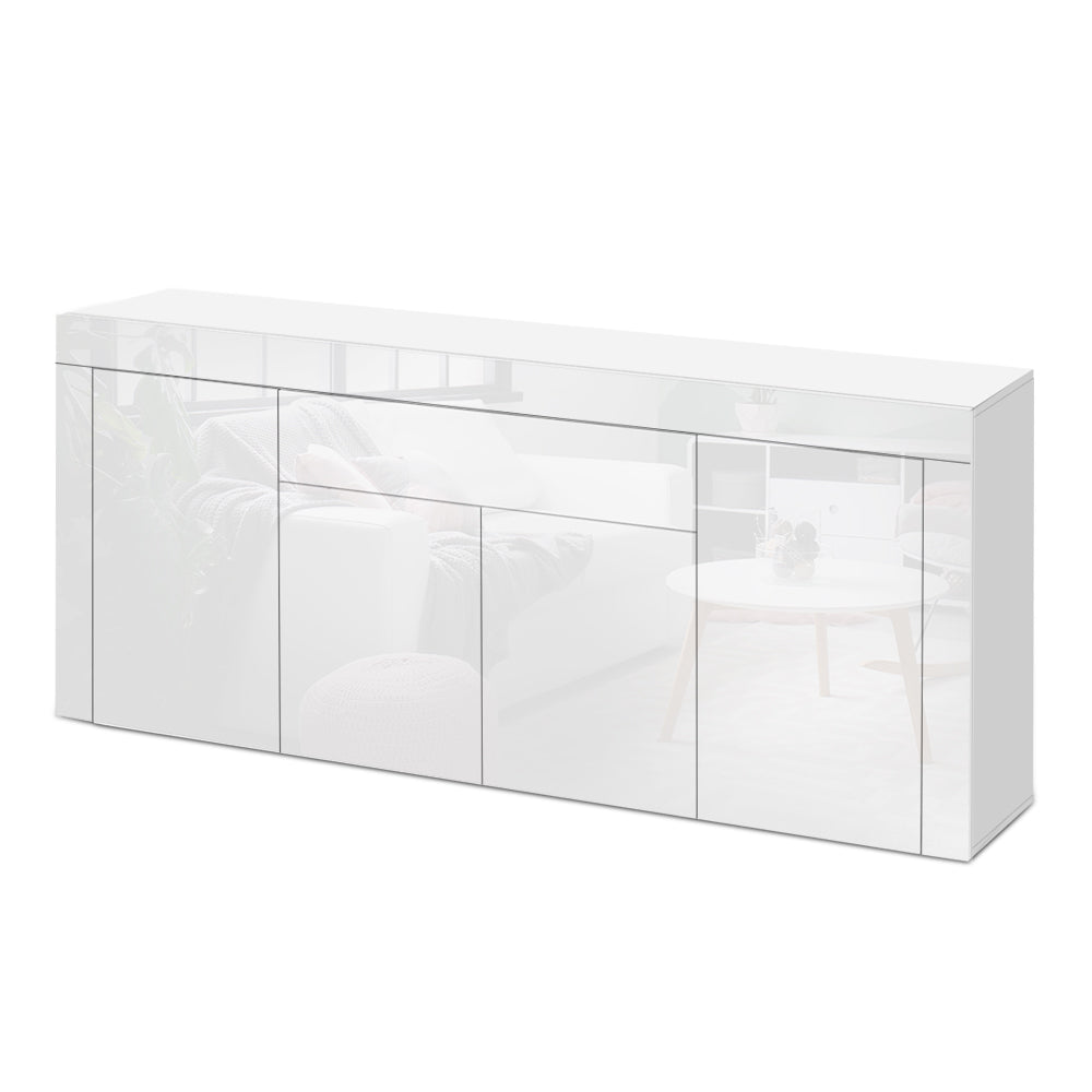 Ashles Rose Buffet Sideboard Cabinet High Gloss Storage 4 Doors Cupboard Hall White - Ashley Rose