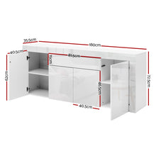 Load image into Gallery viewer, Ashles Rose Buffet Sideboard Cabinet High Gloss Storage 4 Doors Cupboard Hall White - Ashley Rose
