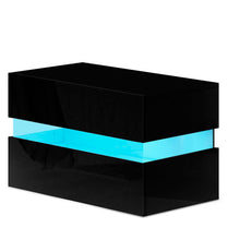 Load image into Gallery viewer, Ashley Rose Bedside Table 2 Drawers RGB LED Side Nightstand High Gloss Cabinet Black - Ashley Rose