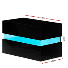 Load image into Gallery viewer, Ashley Rose Bedside Table 2 Drawers RGB LED Side Nightstand High Gloss Cabinet Black - Ashley Rose
