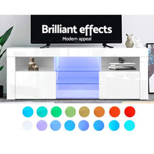 Load image into Gallery viewer, Ashley Rose 145cm RGB LED TV Stand Cabinet Entertainment Unit Gloss Furniture Tempered Glass Shelf White - Ashley Rose