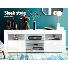 Load image into Gallery viewer, Ashley Rose 145cm RGB LED TV Stand Cabinet Entertainment Unit Gloss Furniture Tempered Glass Shelf White - Ashley Rose
