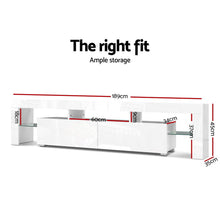 Load image into Gallery viewer, Ashley Rose 189cm RGB LED TV Stand Cabinet Entertainment Unit Gloss Furniture Drawers Tempered Glass Shelf White - Ashley Rose