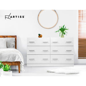 Ashley Rose 6 Chest of Drawers Cabinet Dresser Tallboy Lowboy Storage Bedroom White - Ashley Rose