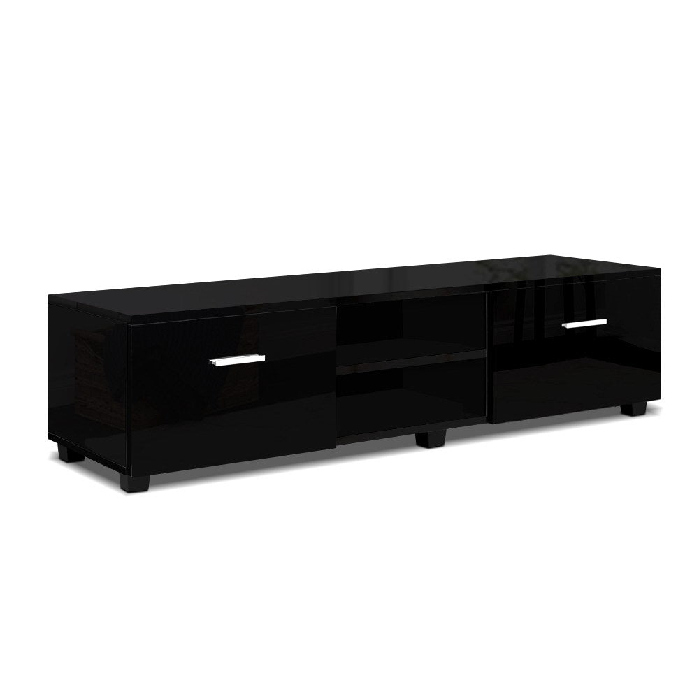 Ashley Rose 140cm High Gloss TV Cabinet Stand Entertainment Unit Storage Shelf Black - Ashley Rose