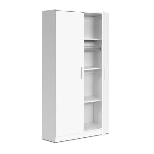 Ashley Rose Multi-purpose Cupboard 2 Door 180cm Wardrobe Closet Storage Cabinet Kitchen Organiser White - Ashley Rose