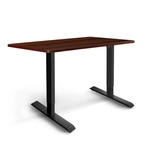 Electric Motorised Height Adjustable Standing Desk - Black Frame with 100cm Walnut Top - Ashley Rose