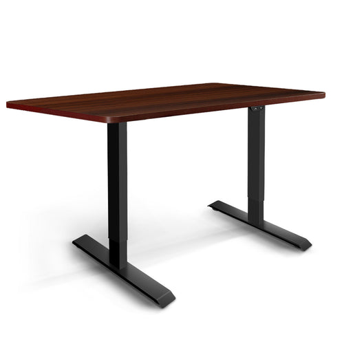 Electric Motorised Height Adjustable Standing Desk - Black Frame with 140cm Walnut Top - Ashley Rose