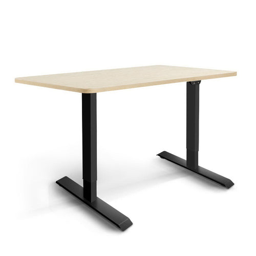 Electric Motorised Height Adjustable Standing Desk - Black Frame with 100cm Natural Oak Top - Ashley Rose
