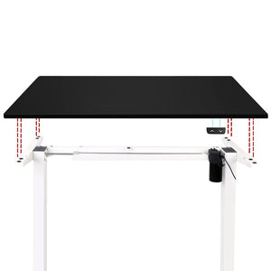 Electric Motorised Height Adjustable Standing Desk - White Frame with 140cm Black Top - Ashley Rose