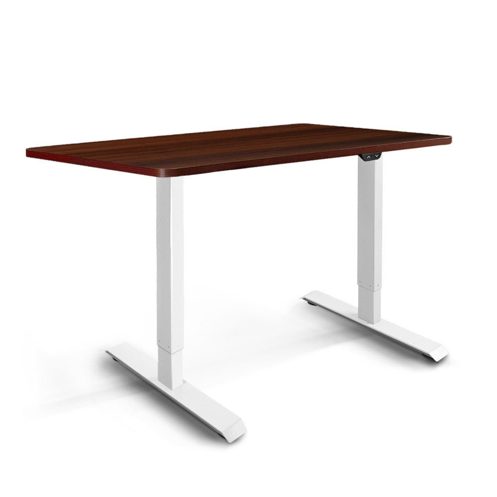 Electric Motorised Height Adjustable Standing Desk - White Frame with 100cm Walnut Top - Ashley Rose