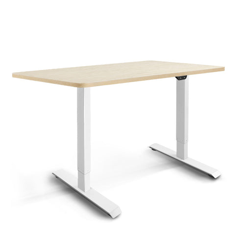 Electric Motorised Height Adjustable Standing Desk - White Frame with 100cm Natural Oak Top - Ashley Rose