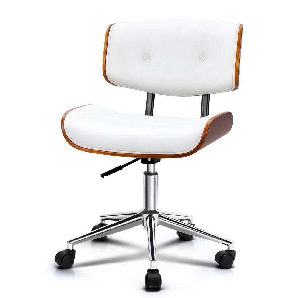Ashley Rose Executive Wooden Office Chair Leather Computer Chairs Seat Bentwood White - Ashley Rose