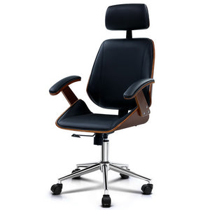 Ashley Rose Wooden Office Chair Computer Gaming Chairs Executive Leather Black - Ashley Rose