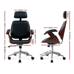 Ashley Rose Wooden Office Chair Computer Gaming Chairs Executive Leather Black - Ashley Rose