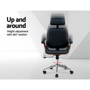 Ashley Rose Wooden Office Chair Computer Gaming Chairs Executive Leather Black - Ashley Rose