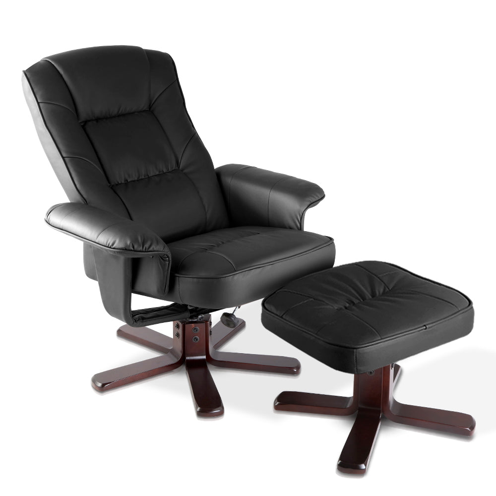 Black leather armchair recliner clearance