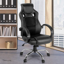Load image into Gallery viewer, Racing Style PU Leather Office Desk Chair - Black - Ashley Rose