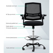 Load image into Gallery viewer, Ashley Rose Office Chair Veer Drafting Stool Mesh Chairs Flip Up Armrest Black - Ashley Rose