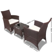 Load image into Gallery viewer, Ashley Rose 3pc Rattan Bistro Wicker Outdoor Furniture Set Brown - Ashley Rose